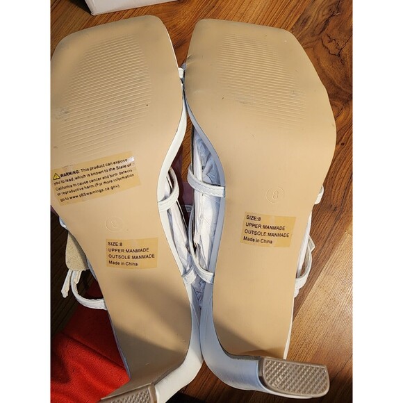 Olivia Miller Womens Sz 8M Bone White Block Heel Square Toe Slip On Open Toe - Picture 6 of 8